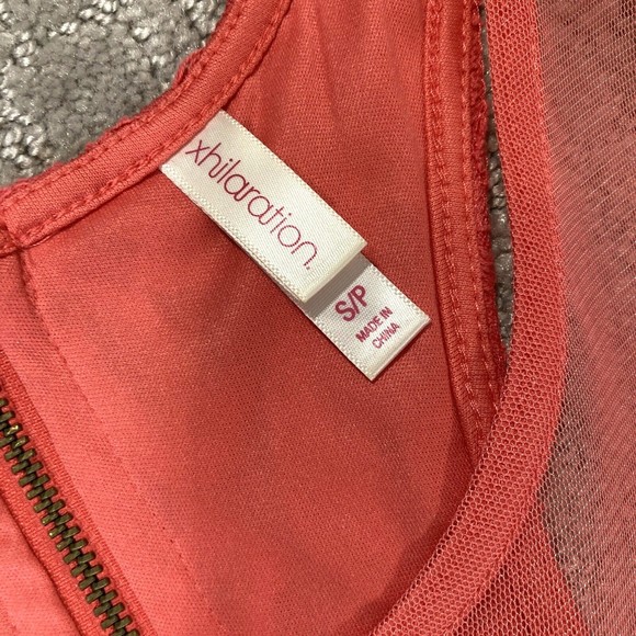 Lace Sheer Floral Mesh Dress Coral Pink Sz S A Line Skater Back Zipper I… - Picture 2 of 7